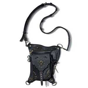Steel Master Studded Convertible Crossbody Backpack Hip Bag Steampunk Biker